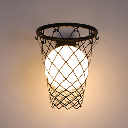 Slamora Children's Wall Light | Basketball Hoop Design | Glass & Metal | Art Deco Style | Bedroom Light