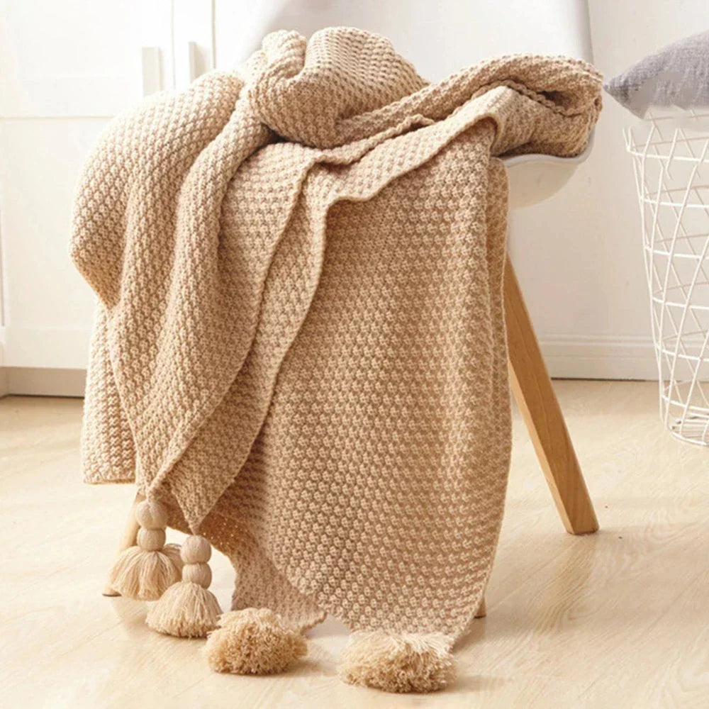 Handwoven Wool Blanket with Fringe