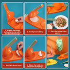 Dumpling mold with lever mechanism for quick and even dough pockets