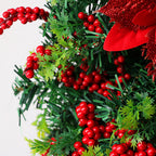 LED Christmas Wreath with Red Bow for Indoor Holiday Decor