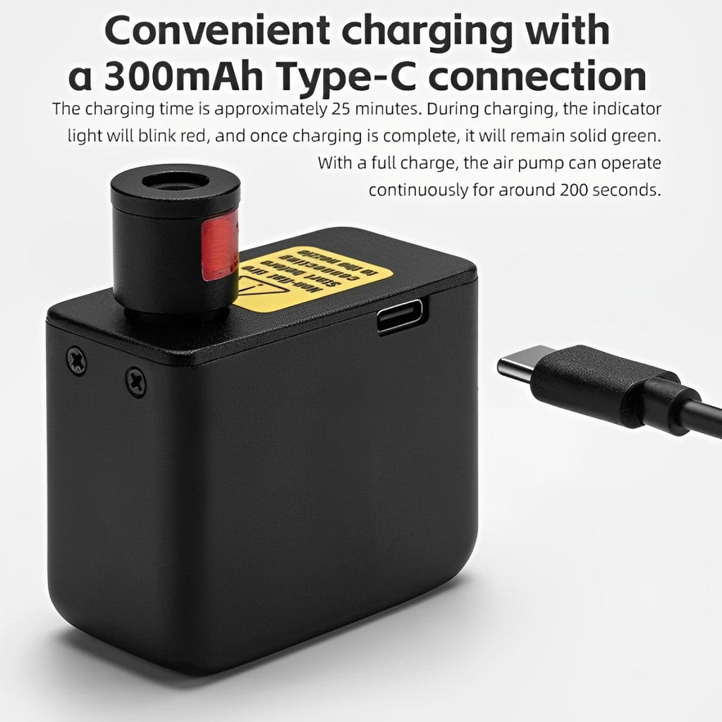 Ultra-Compact Mini Electric Bicycle Pump with Type-C Rechargeable Battery – Fits Schrader & Presta Valves