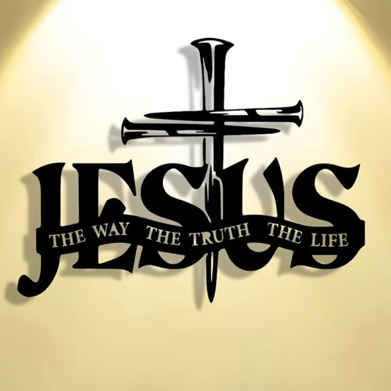 Jesus and cross metal silhouette wall decoration