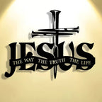 Jesus and cross metal silhouette wall decoration