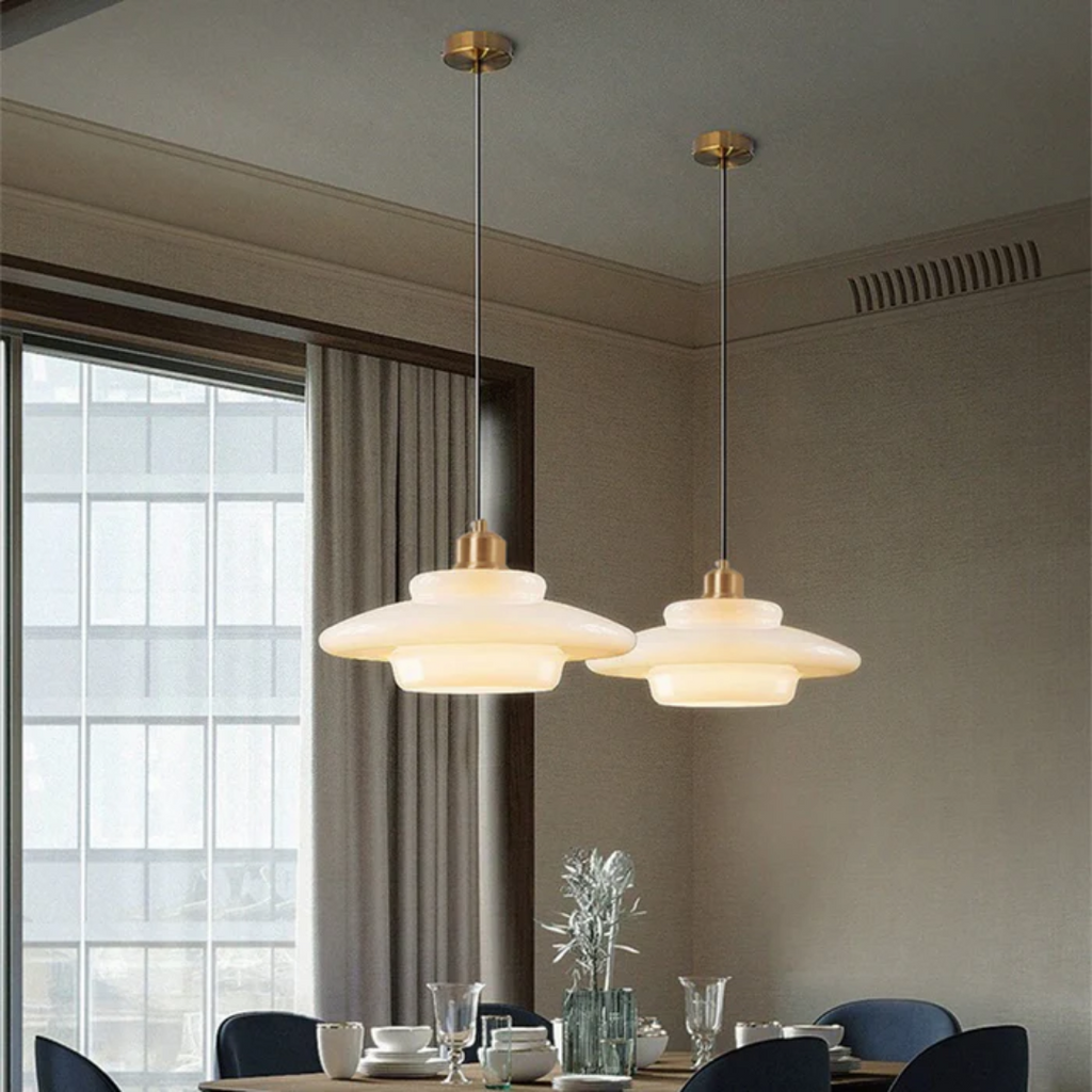White Glass Pendant Lamp for Dining Room and Kitchen