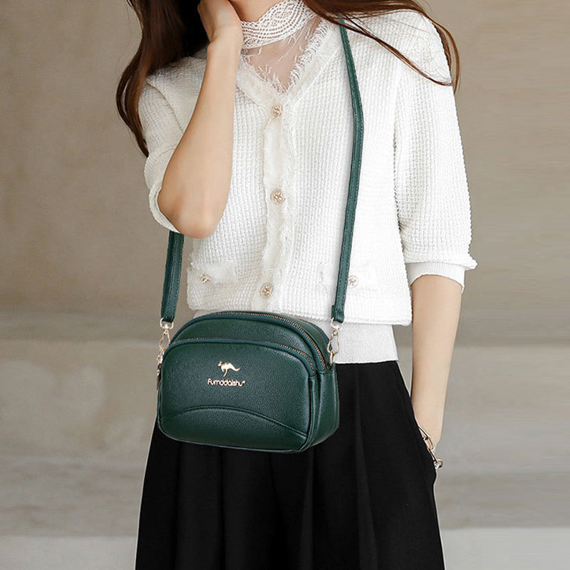 Soft Leather Multi-Pocket Shoulder Bag
