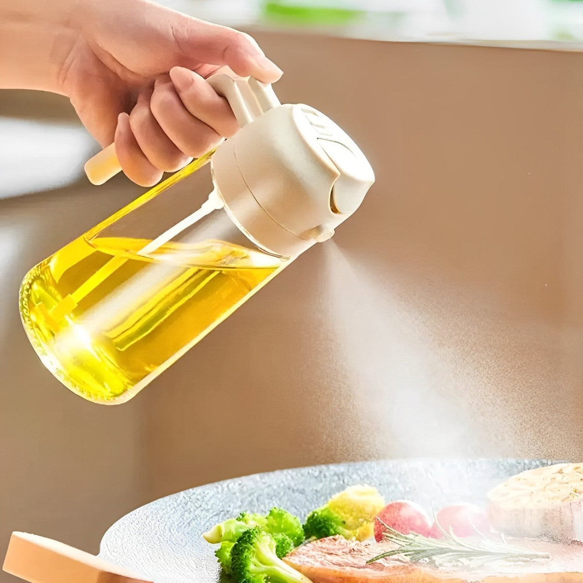 2-in-1 Olive Oil Dispenser and Sprayer for Cooking, Salad, Frying and BBQ