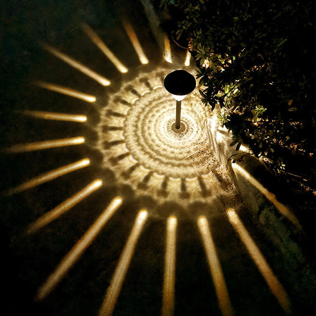 Solar waterproof circular divergent light shadow design LED outdoor garden decorative light