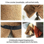 Retro Folding Straw Hat with Bow