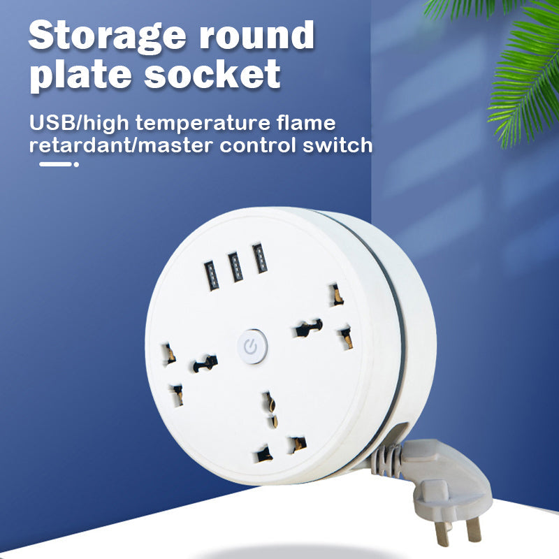Universal storage round power strip