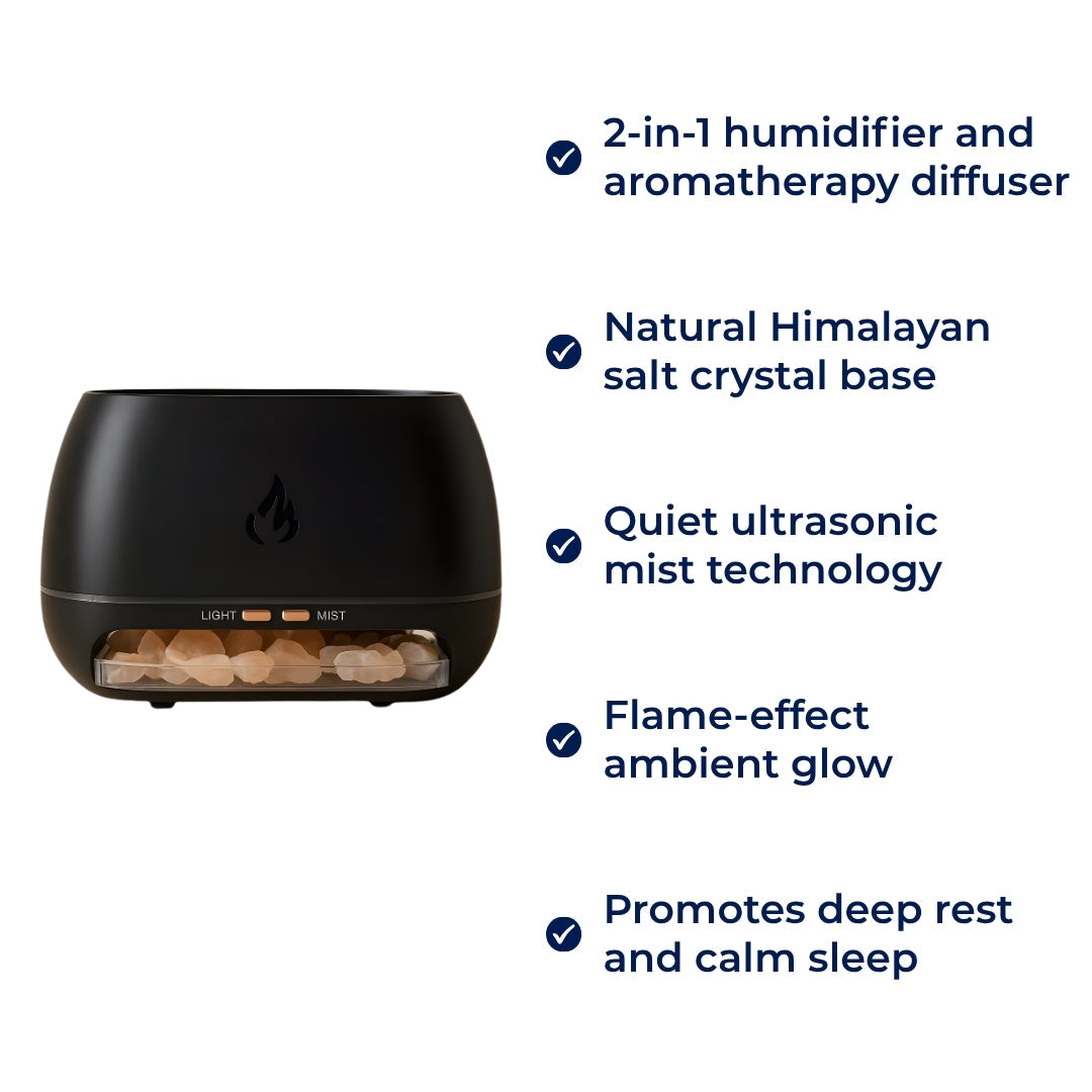 Relieves Dry Air and Aids Sleep – Himalayan Salt Crystal, Quiet Mist and Calming Home Air Wellness