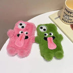 Funny Tongue Sticking Out Plush Phone Case For iPhone