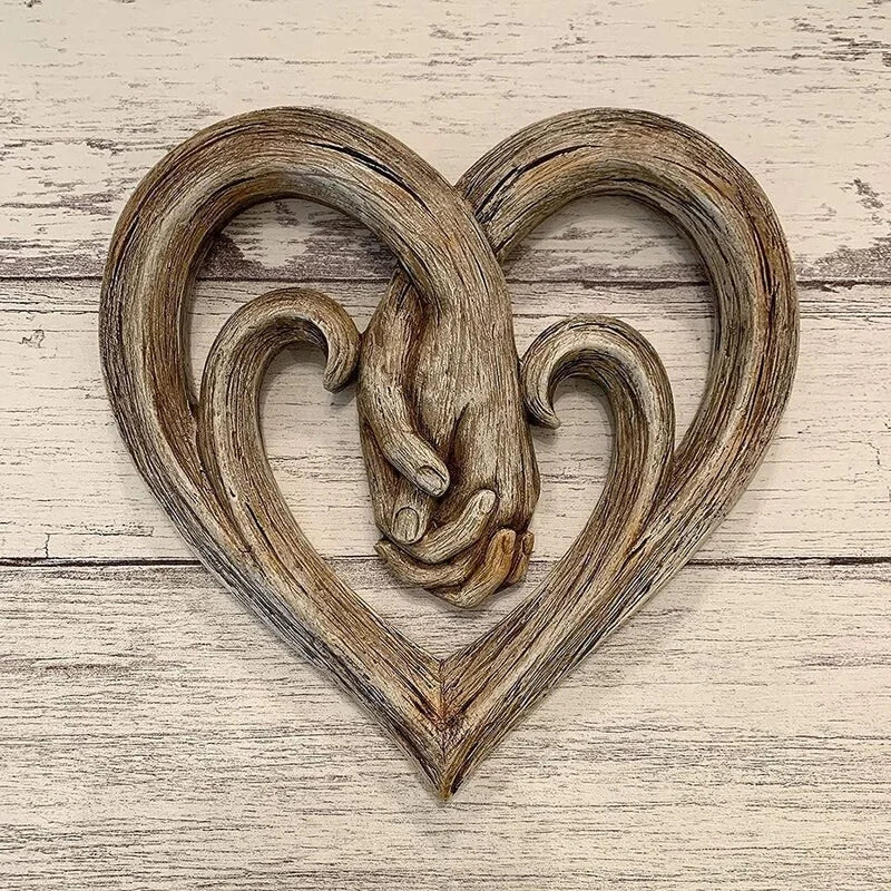 Wooden wall decoration in heart shape