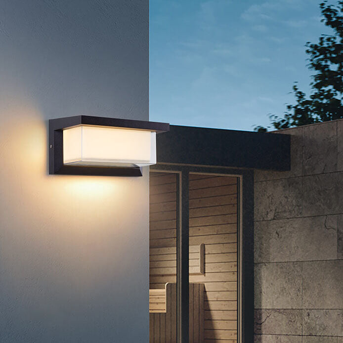 Modern Minimalist Solar Rectangle PC LED Outdoor Wall Light Lamp For Outdoor Patio