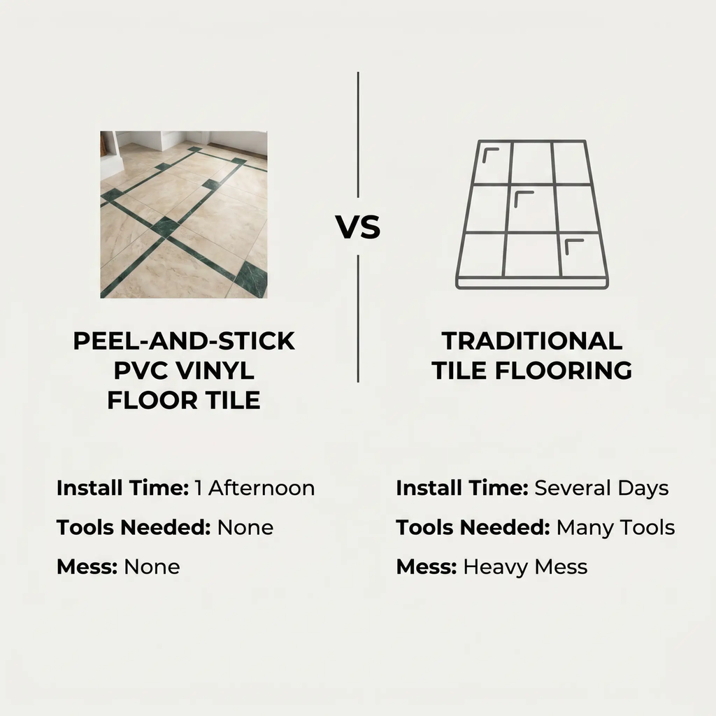 Peel and Stick PVC Flooring Matt Vinyl Flooring with Stone Look