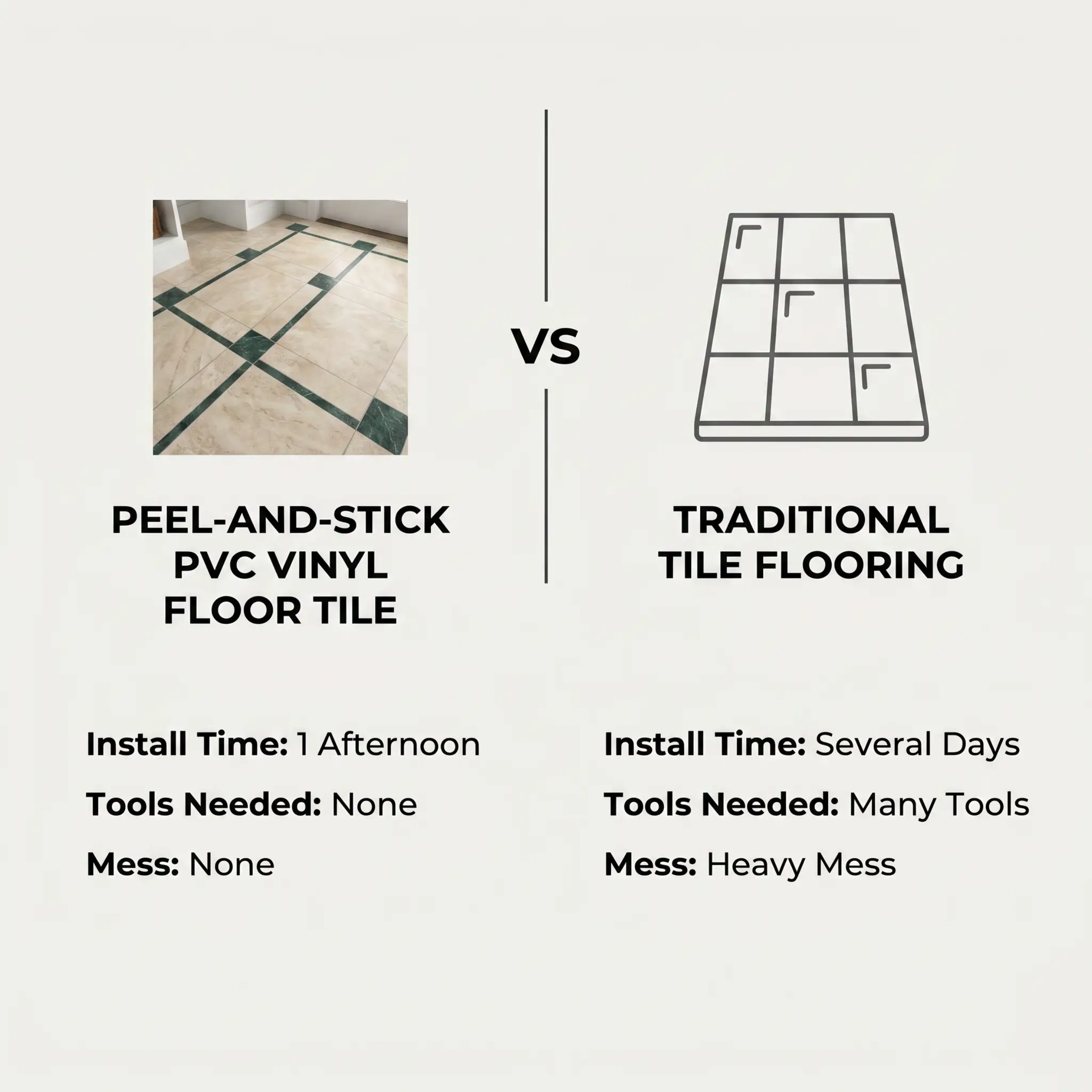 Peel and Stick PVC Flooring Matt Vinyl Flooring with Stone Look