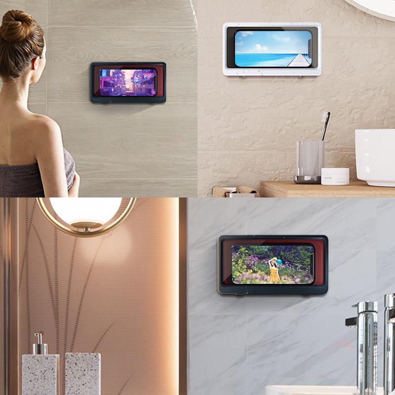 Waterproof phone holder for the bathroom