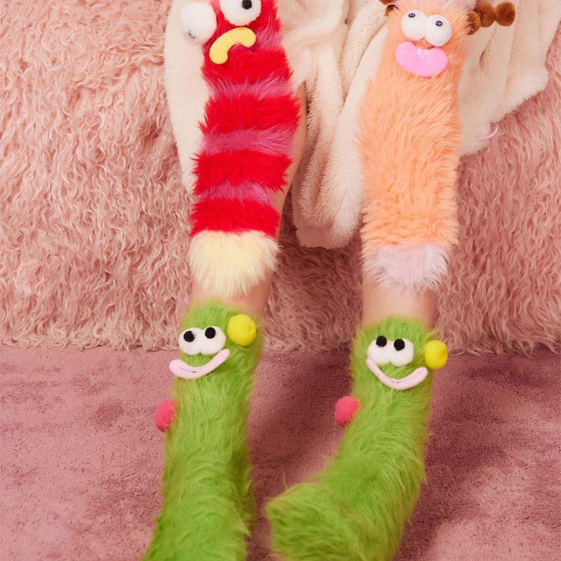 Coral velour three-dimensional original socks