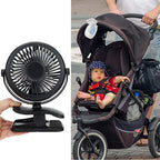 Portable Clamp Fan with 360° Rotation – USB & Rechargeable Battery