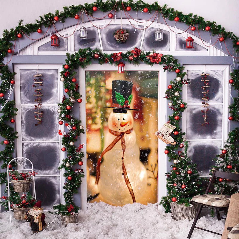 Christmas Door Decoration | Fabric Door Cover | Washable & Reusable
