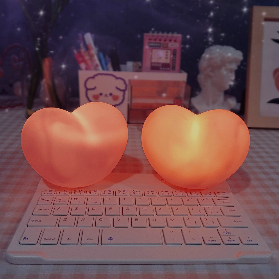 LuvSphere Silicone LED Night Light | Heart-Shaped Design | Table Lamp | Warm Mood Light | Decorative
