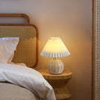 RattaLume Nordic LED Table Lamp | Woven Rattan & Foldable Fabric Shade | Mood Light | Decor for the Bedroom