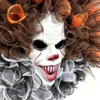 Halloween Scary Clown Mesh Wreath | Creepy Front Door Decor