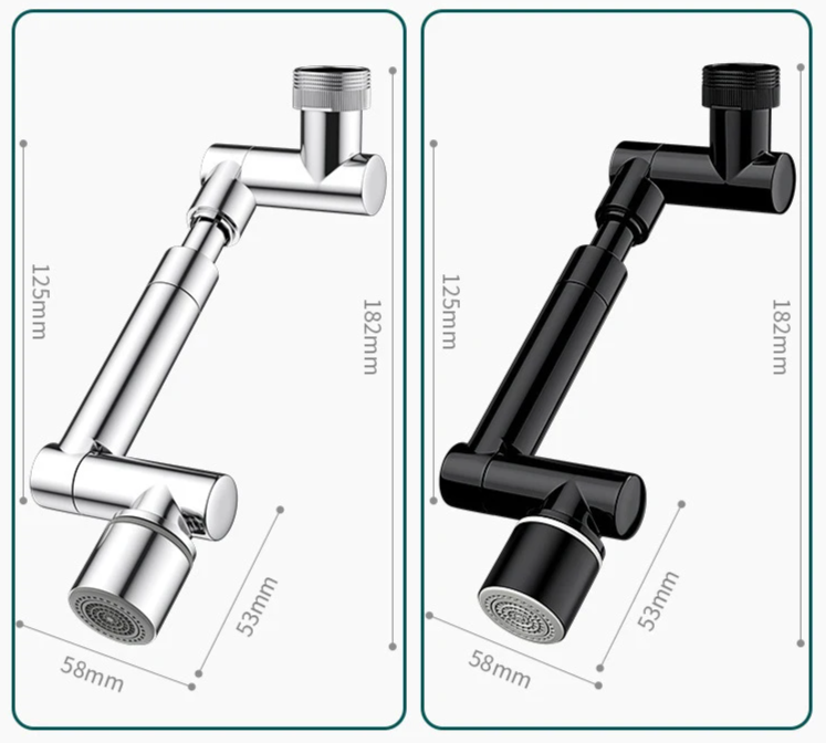 FlexiFlow 360° rotatable and extendable faucet head
