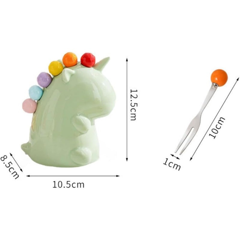 Rainbow Unicorn Ceramic Fruit Fork Set