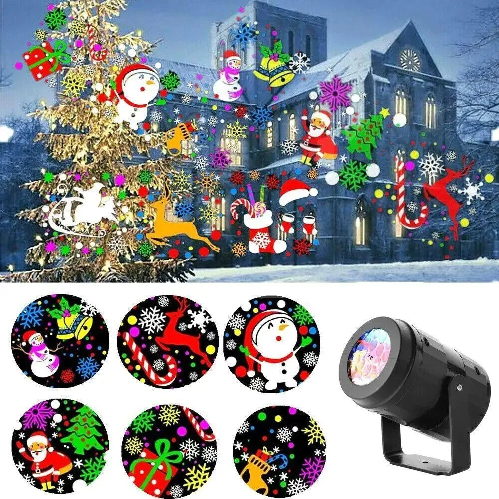 LED Christmas Projector Snowflake Light Show – Waterproof Outdoor Lamp with 16 Patterns
