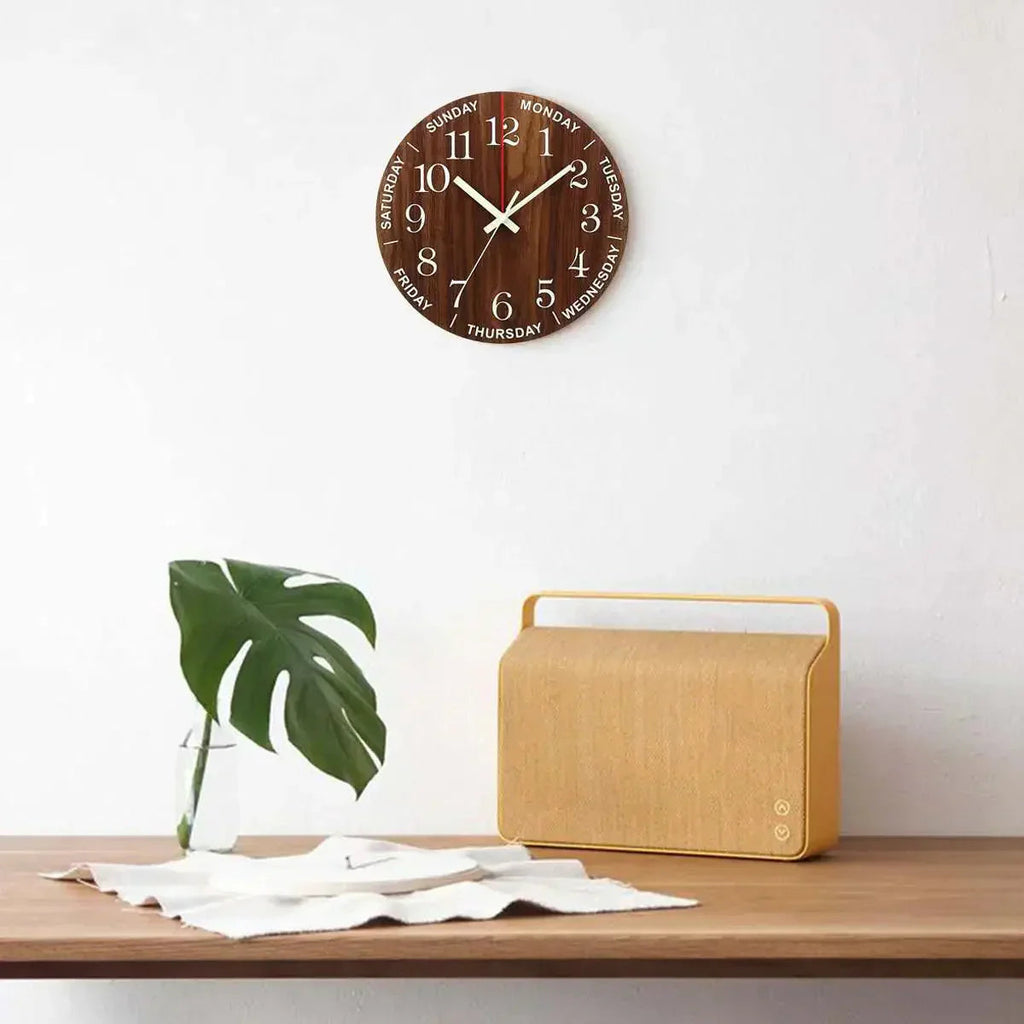 Glowtic Illuminating Wall Clock | Wood Design | Silent | Night Light | Nordic Style | Gift Idea