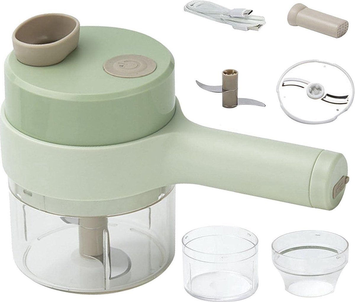 SnijGemak 4-in-1 Electric Vegetable Slicer – Rechargeable & With Collection Bin