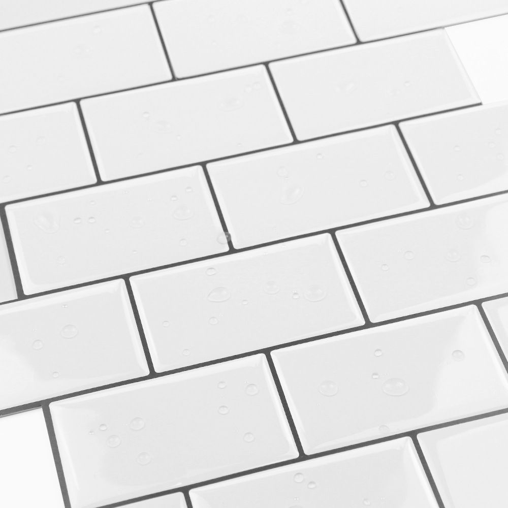 12"x 12" Resin Mosaic Tiles Square Self-Adhesive Tiles for Backsplash & Wall Tile