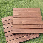 7-Slat Square Wood Floor Tiles Click Installation Outdoor Floor Tiles