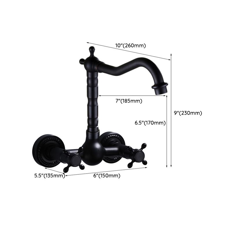 Black Wall-Mounted Bathroom Faucet American Classic Widespread Sink Faucet