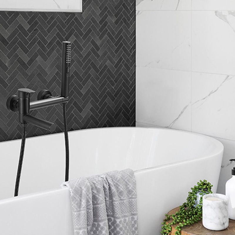 Modern Bathtub Edge Piece Single-Lever Wall-Mounted Bathtub Faucet with Hand Shower