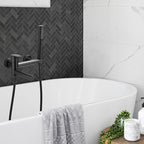 Modern Bathtub Edge Piece Single-Lever Wall-Mounted Bathtub Faucet with Hand Shower