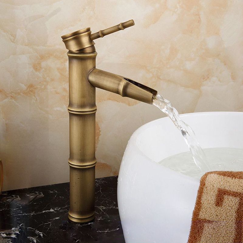 Farmhouse Brass Bathroom Faucet With Lever Handle Single Hole Sink Faucet