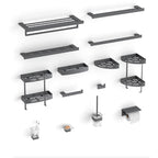 Gray contemporary bathroom accessory set Brushed gray bath shelf/toilet paper holder/towel bar