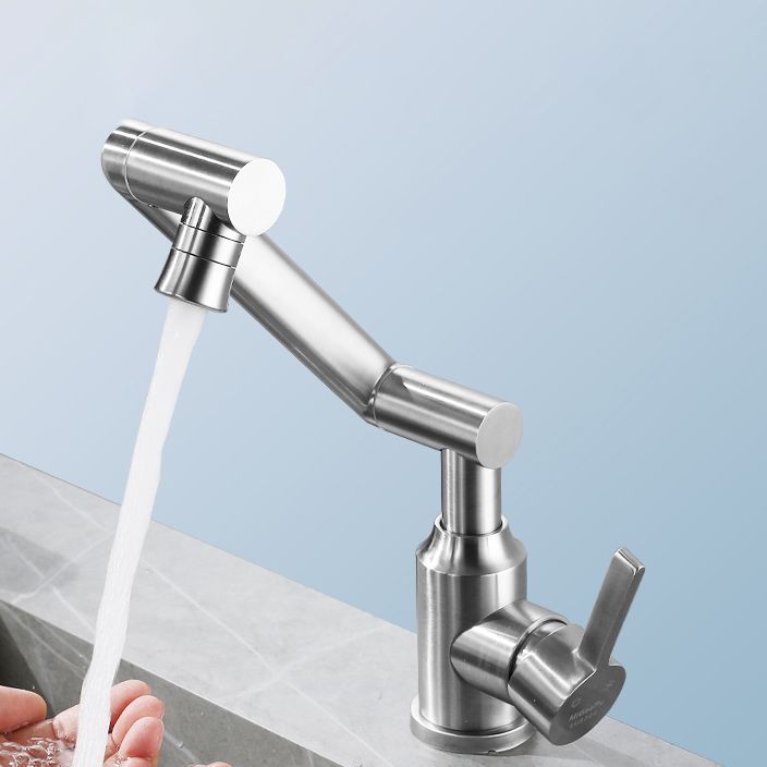 Swiveling Outlet Vessel Sink Faucet Stainless Steel Lever Handle Sink Faucet with Water Hose