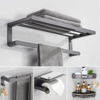 Modern Gray Bathroom Accessory As a Single Piece or As a Set Made of Metal
