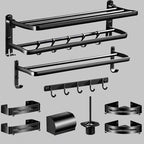 Modern Aluminum Bathroom Hardware Set Black Bathroom Accessory Set