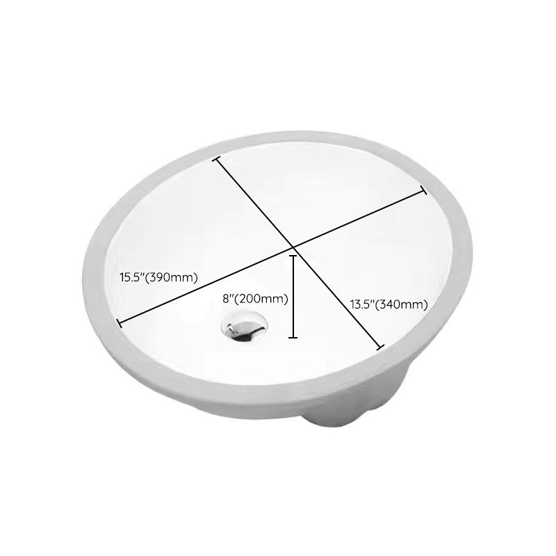 Modern Under-mount Sink Oval Porcelain with Pop-Up Drain Sink