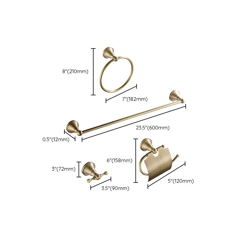 Metal Bathroom Set 4-Piece Traditional Style Gold Bathroom Hardware Set
