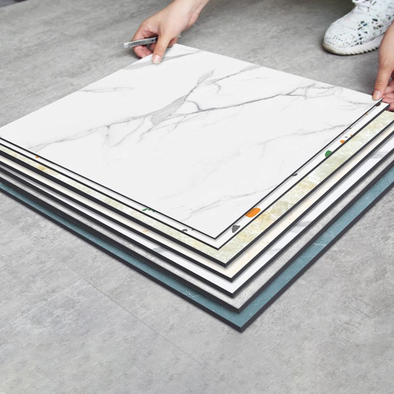 Modern PVC Peel and Stick Tile Floor Marble Look Mold Resistant Vinyl Tiles