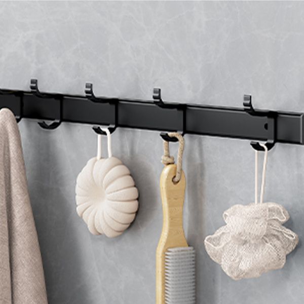 Classic Bathroom Accessories Set in Aluminum Black Finish Bathrobe Hook/ Towel Bar