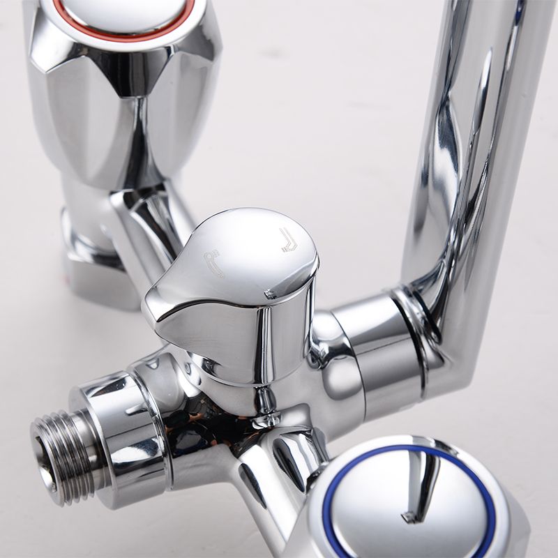 Contemporary Bathtub Faucet Trim Chrome Wall-Mounted Swivel Spout with Hand Shower