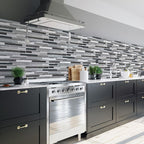 PVC Peel & Stick Tile Kitchen waterproof splash guard Peel and Stick Wall Tile Set of 18
