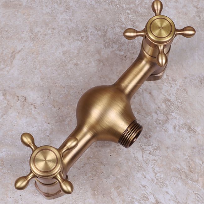 Vintage Bathtub Faucet Two Cross Handle Faucet Solid Copper Wall Mounted Faucet