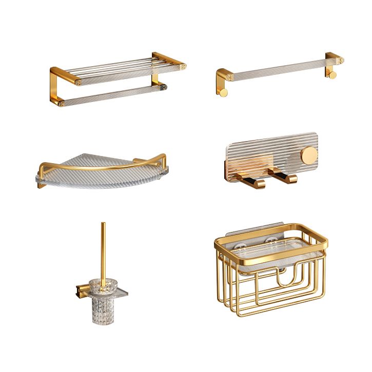 Modern Golden Bathroom Accessories Single Piece or in Set with Bathroom Shelf