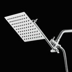 Silver Square Fixed Shower Head Modern Style Wall Mounted Shower Head